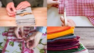 How to make no-sew kitchen napkins from old cotton clothes you were about to throw away
