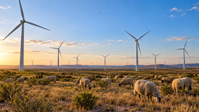In 2001, the Indian Mesa wind farm began operating in Pecos County with 125 turbines; sheep grazing continued, and $930,000 was paid in school taxes