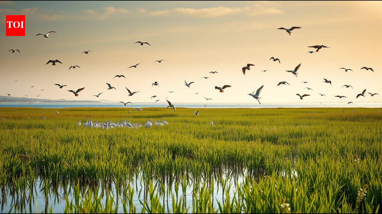 A 2-km stretch of British coast was once a golf course; its fairways are now wetlands where birds are nesting