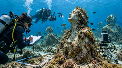 Italy's underwater marble sculptures were built as art; a study finds they are becoming small artificial reef habitats