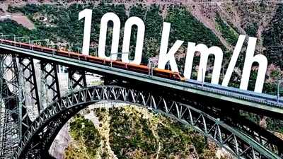 Vande Bharat crosses world’s highest Chenab and first cable-stayed Anji bridges at 100 kmph in historic milestone as Katra-Banihal speed limit rises over a year after inauguration