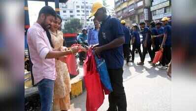 Old saris turned into reusable bags by ITI students