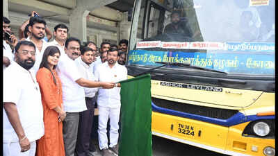 ‘Vetri Payanam’ launched at Coimbatore’s Gandhipuram bus stand; minister says people taught ‘osi payanam’ critics a lesson