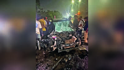 Car rams into truck loaded with scrap in Noida, vehicles catch fire
