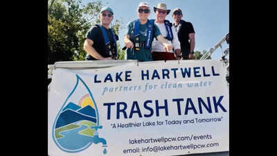 Regional drought pushed Lake Hartwell low enough to expose trash usually hidden underwater; 148 volunteers across 14 sites in five counties removed about 8,300 pounds, including a record 36 tires