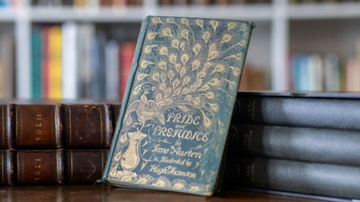 Jane Austen's rare Peacock edition of Pride and Prejudice was found at a Bath car boot sale for 50p; it later sold for £570