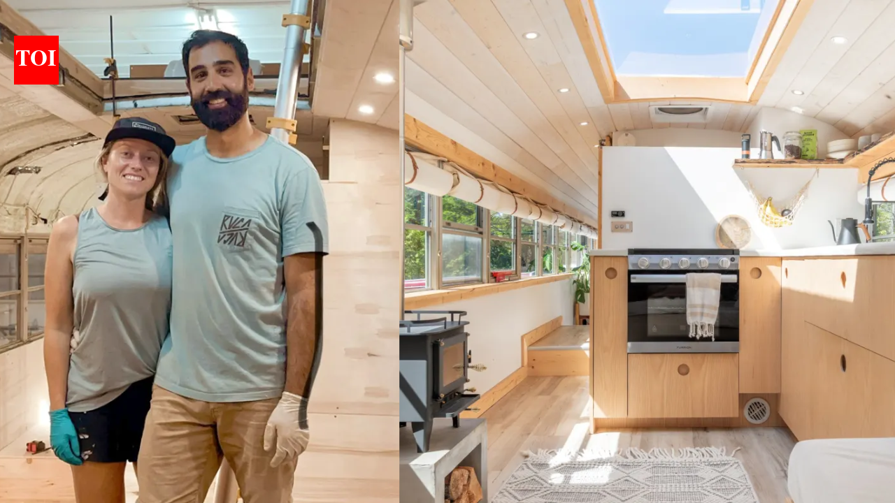 Canadian couple turns $7,200 retired school bus into a $30,000 dream home