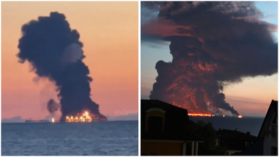 Ukrainian drone attack sets fire to oil tanker carrying 23 Indians off Russia's Black Sea coast