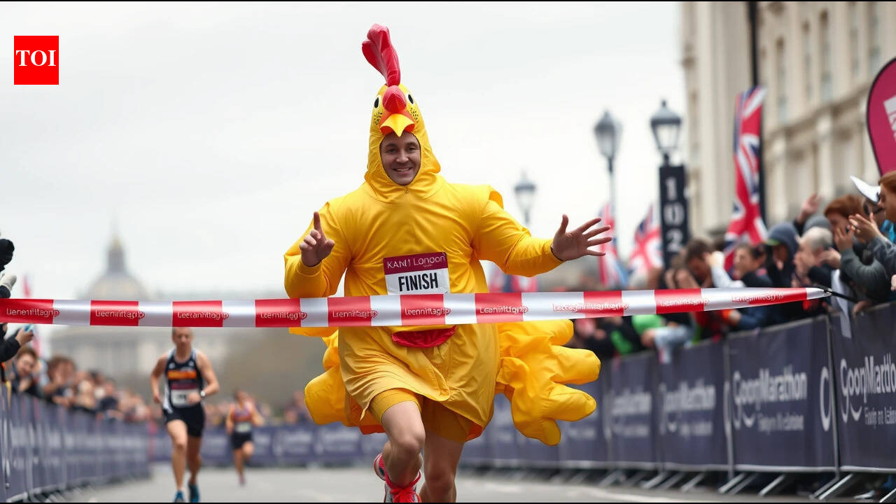 A man ran 26.2 miles in a giant inflatable chicken costume; he broke a ...