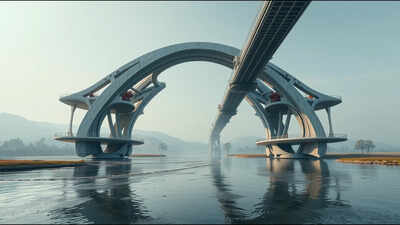 A 3D-printed bridge inspired by Leonardo da Vinci uses waste stone and marble powder; 13 printed blocks form a self-supporting structure