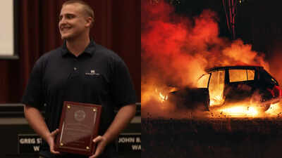 Meet Jameson Mallon-Echols, South Dakota engineering student who pulled a trapped teen from a burning car;  now Rapid City has honoured the football captain with an Act of Heroism Award
