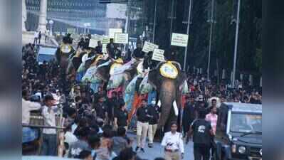 Police enforce regulations for Gonikoppal Dasara procession