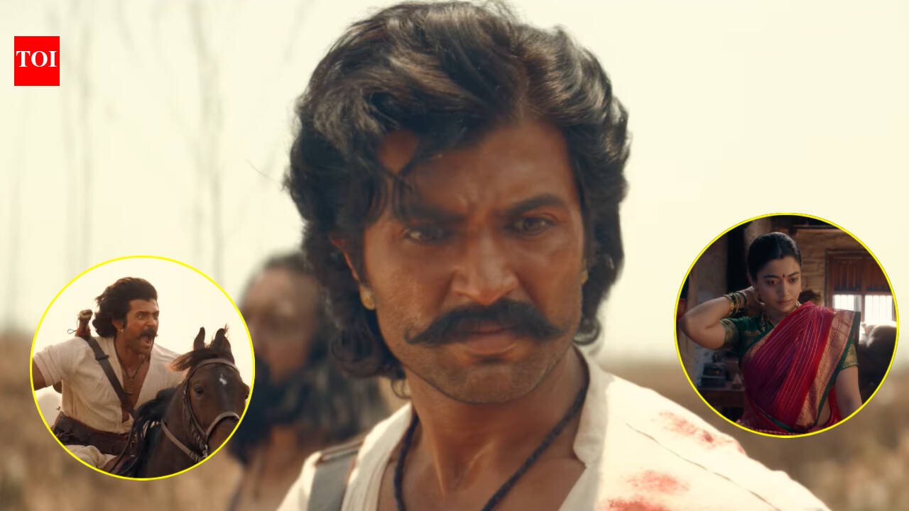Ranabaali trailer still featuring Vijay Deverakonda and Rashmika Mandanna