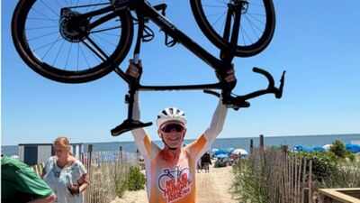 At 73, California cyclist Mark Strauss rode 3,200 miles from the Pacific to the Atlantic over 69 days to fight childhood hunger; his No Kid Hungry campaign has now raised $740,000 toward a $1 million goal