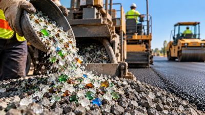 In Texas, engineers mixed 10% and 15% crushed bottle glass into a ...