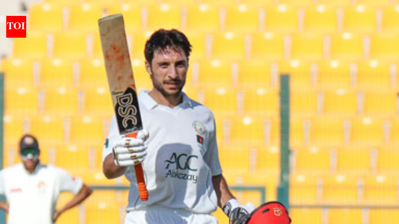 Rahmat Shah batting during Afghanistan's fightback against Bangladesh in the one-off Test in Abu Dhabi