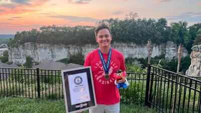Conor Shea sets a Guinness World Record by assembling Mr Potato Head blindfolded in 7.91 seconds to raise awareness of Usher Syndrome