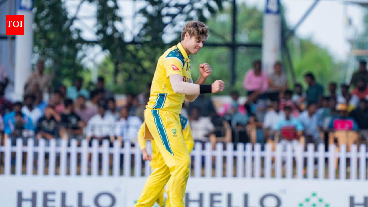Australia left-arm pacer Spencer Johnson in action