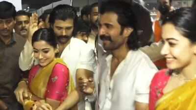 Vijay Deverakonda protects wife Rashmika Mandanna from crowd during Tirumala visit, ‘Pushpa’ star STOPS to greet fans despite security concerns