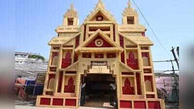 Durga puja pandals weave tradition with artistic expression in Jaipur