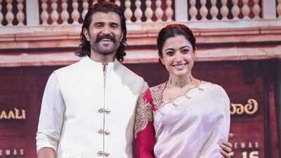 Rashmika Mandanna brings traditional glamour in Rs 1.31 lakh ivory saree as Vijay Deverakonda complements her in white at ‘Ranabaali’ promotions in Hyderabad