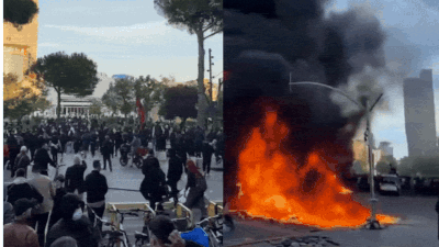 Albania anti-govt protests: Students clash with cops, blaze erupts in education ministry - video