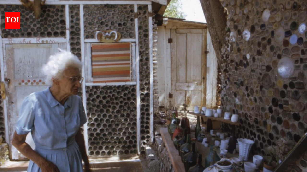 In 1956, Tressa Prisbrey turned discarded bottles into a 15-building folk-art village in California
