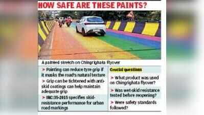 Skidding Bikes Spark Road Safety Debate Over Kolkata flyover Rainbow Paint
