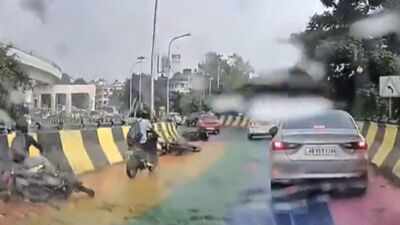 Skidding bikes spark road safety debate over Kolkata flyover rainbow paint