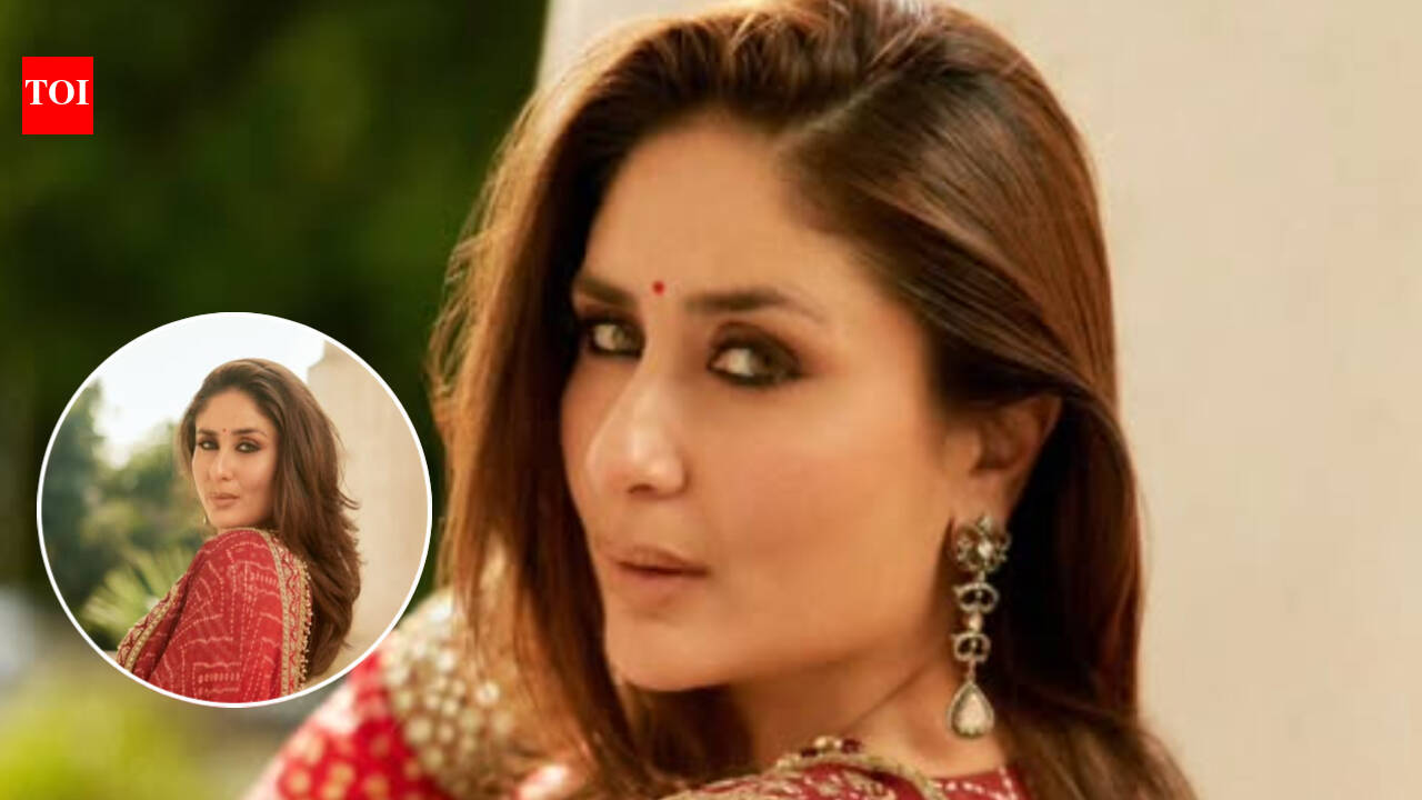 Kareena Kapoor Khan sets the internet buzzing in a red Bandhani suit and statement earrings; poses to Diljit Dosanjh’s ‘What Ve’