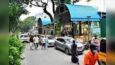 TTD temple blocks pavement with steel structure in T Nagar