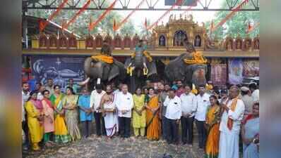 Elephants begin rehearsals for Shivamogga Dasara procession