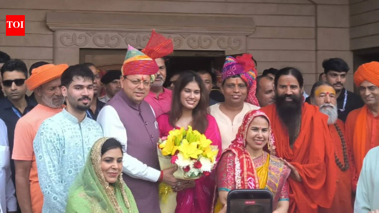 Baba Ramdev’s niece Mudita Yash gets engaged to Kushal Veer; CM Pushkar Singh Dhami, Union minister Bhupender Yadav bless couple