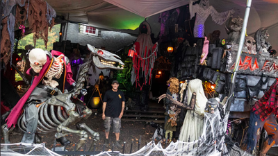 In 2017, a Michigan father turned free Halloween decorations into a backyard attraction that he says drew 18,000 visitors in 2024; nine years later, a neighbour's complaint sparked a dispute with the city