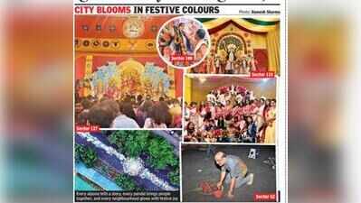 Street alponas to pandals, Noida highrises go all out for Durga Puja