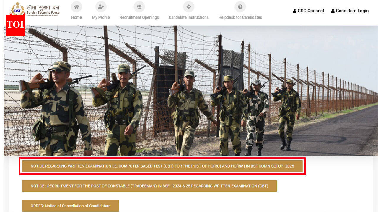 BSF Head Constable Admit Card 2026: Hall tickets scheduled for October 22, exam on November 2