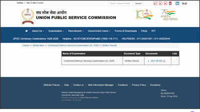 UPSC CDS 2 result 2026 declared for 451 posts, check written examination result at upsc.gov.in