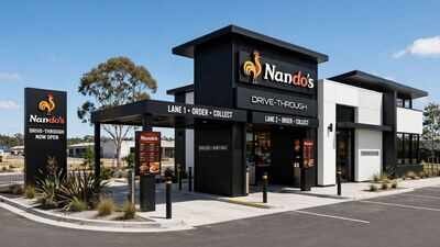 A newly built Nando’s drive-through in Australia sold for $5.845 million; its 15-year lease generates $319,035 a year, with rent rising 3% annually
