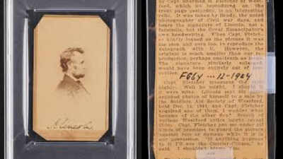In 1864, Abraham Lincoln donated a signed photograph to help Union soldiers' families; generations later, it surfaced in an old desk with a forgotten newspaper clipping and sold for $149,020 at auction