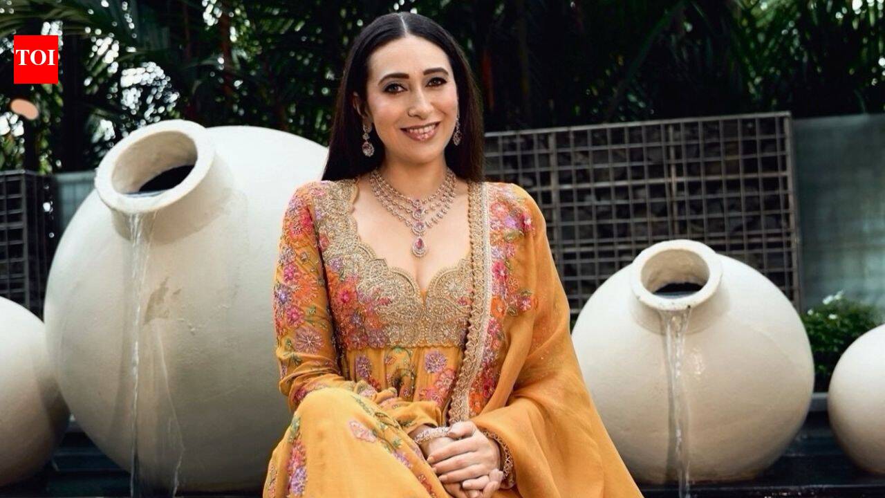 Karisma Kapoor radiates ethnic elegance in a Rs 2.95 lakh yellow Anarkali