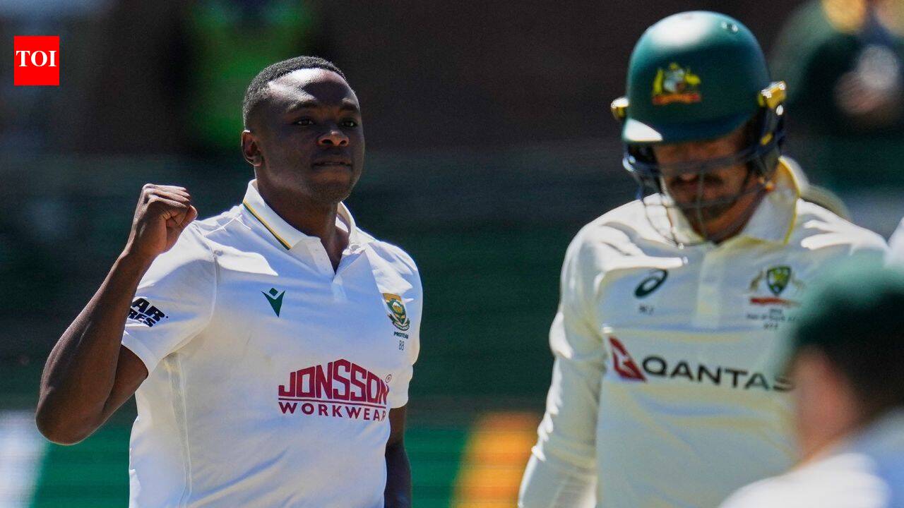 Kagiso Rabada celebrates a Test wicket for South Africa