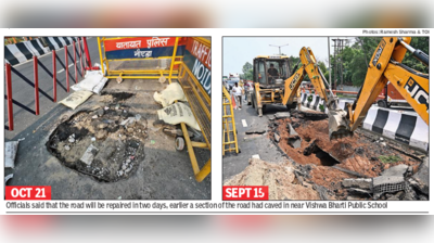 Twice in 35 days: Noida elevated road caves in again