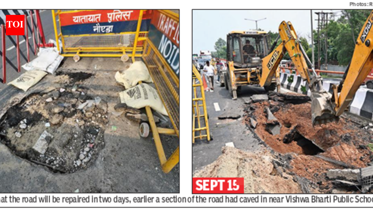 Twice in 35 days: Noida elevated road caves in again