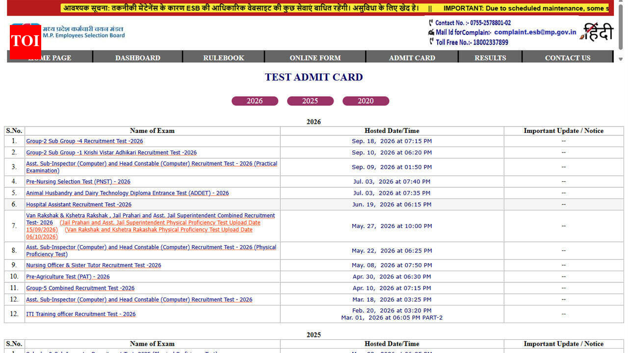 MP Police SI Admit Card 2026: Will the hall ticket be released today ...