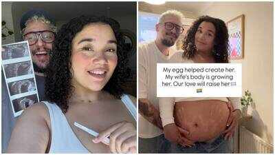 Trans man Taylor Winters and wife Chloe are expecting their first child after undergoing IVF using his eggs frozen before transition and her womb; couple used sperm donor to conceive