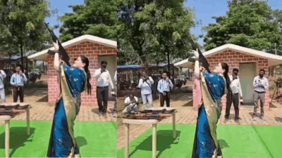 Chhattisgarh SP Ankita Sharma's video of firing AK-47 after Dussehra Shastra Puja goes viral, cops issue show-cause notice