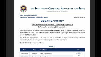CA Foundation January 2027 mock test schedule released; check Series 1 and 2 dates, timings and registration steps
