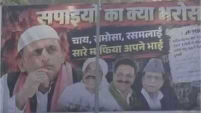 ‘Chai, samosa, rasmalai’: Hoardings target Akhilesh Yadav over 'mafia links' in Lucknow
