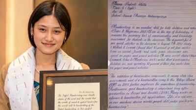 At 14, Nepali schoolgirl Prakriti Malla went viral for her handwriting; one school assignment looked so perfect, people thought it was digitally printed
