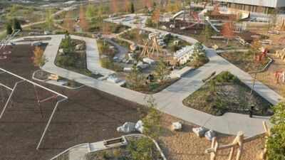An Idaho horse-racing track that fell silent in 2015 has reopened as a $42 million, 50-acre public park with restored wetlands, more than three miles of trails and a skate park built by Olympic venue designers